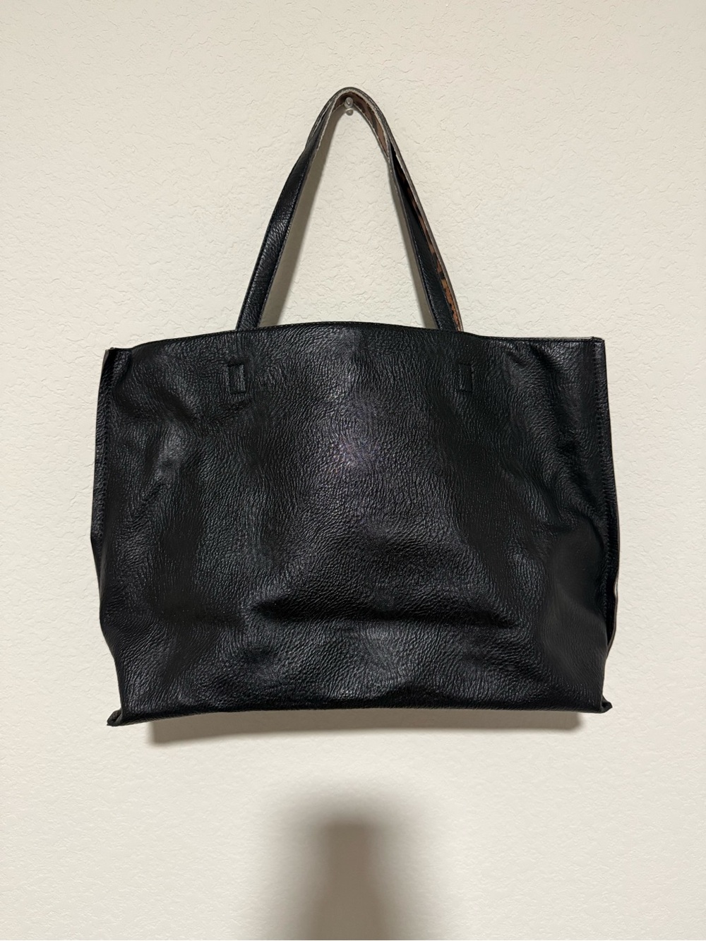 Street Level Black Leather Tote Bag